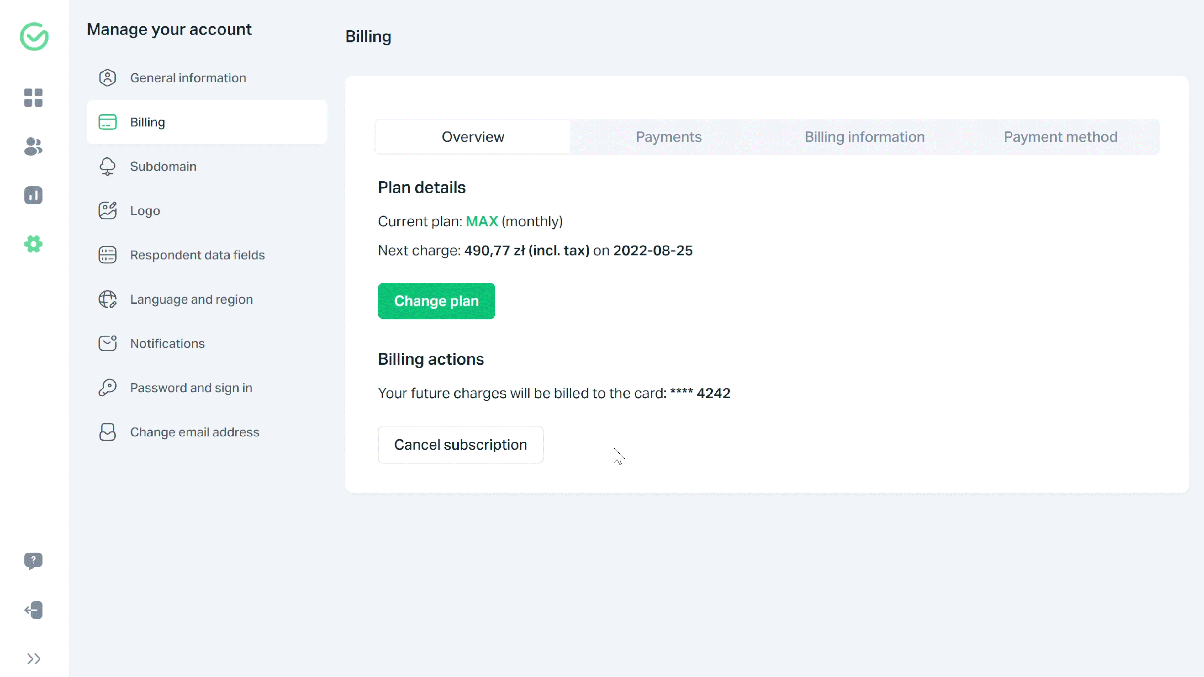 Cancel recurring subscription