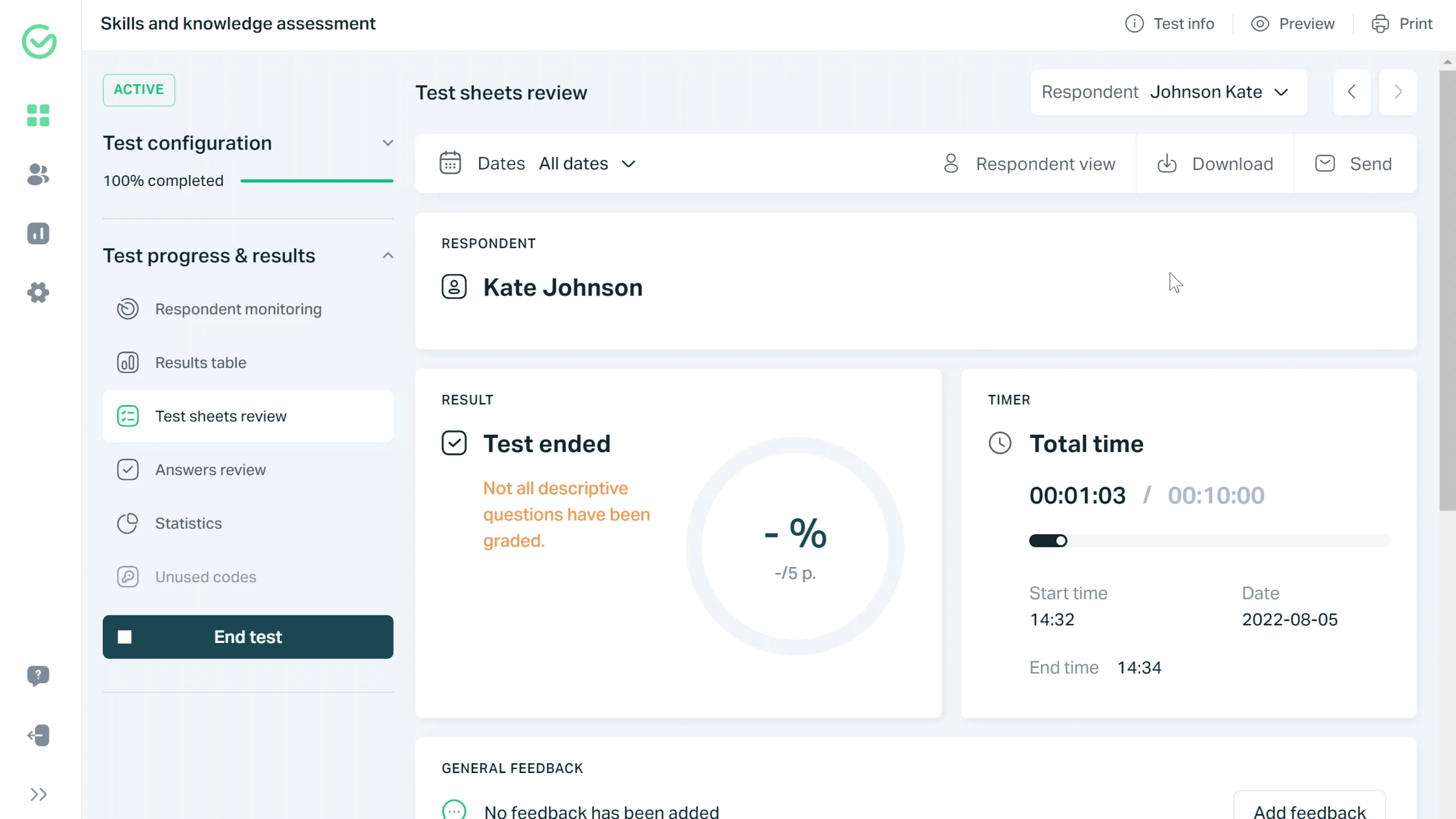 Mark answer as correct in test sheet review
